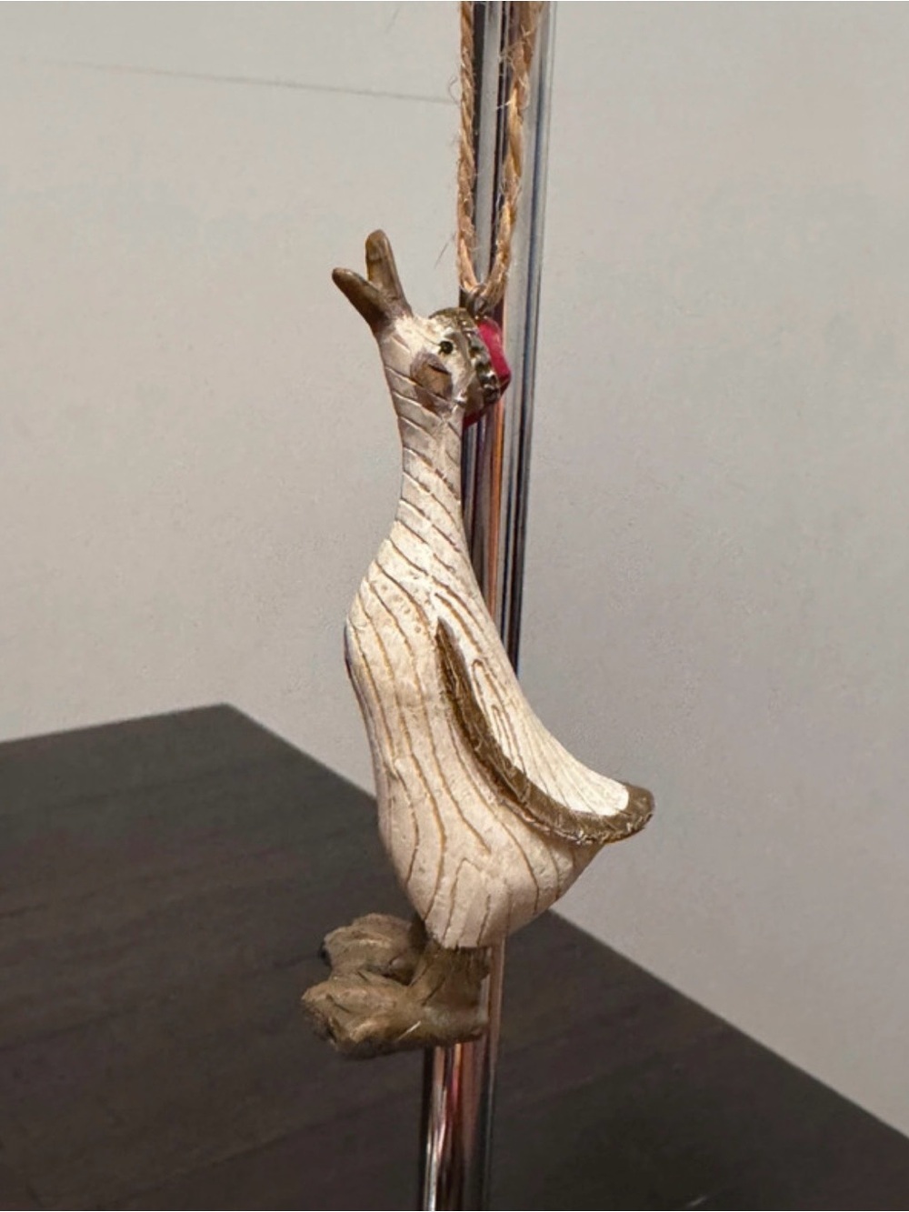 Tii Collections Folk Art Holiday Goose/Duck Resin Faux Wood Ornament EUC